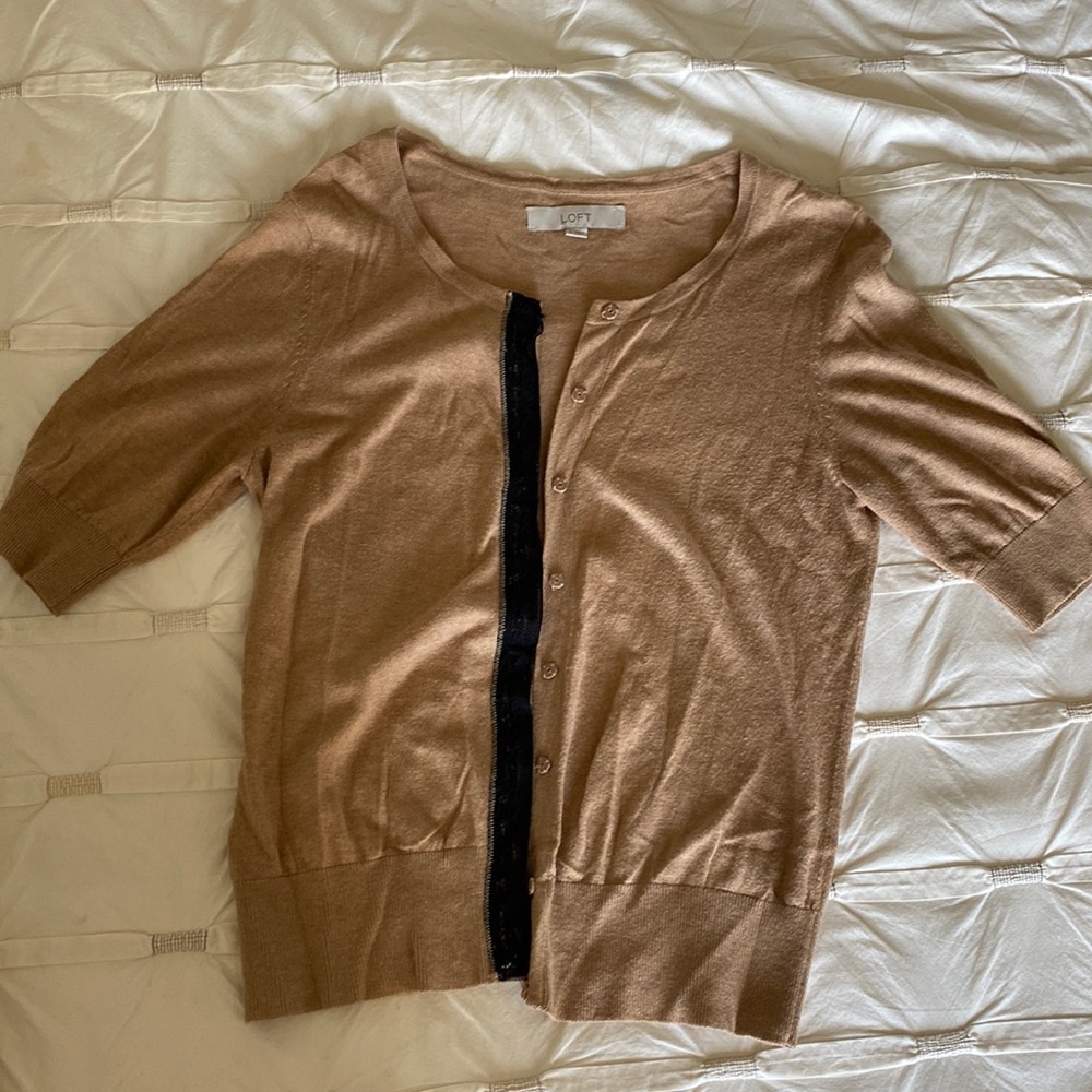 Camel short sleeve cardigan